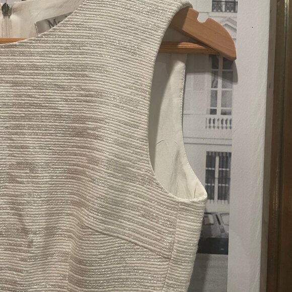 Classic MaxMara gold and cream midi darted sleeveless dress with split size 2 - Picture 3 of 16